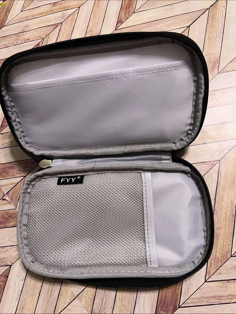 Black Compact Travel Organizer Pouch for electronics